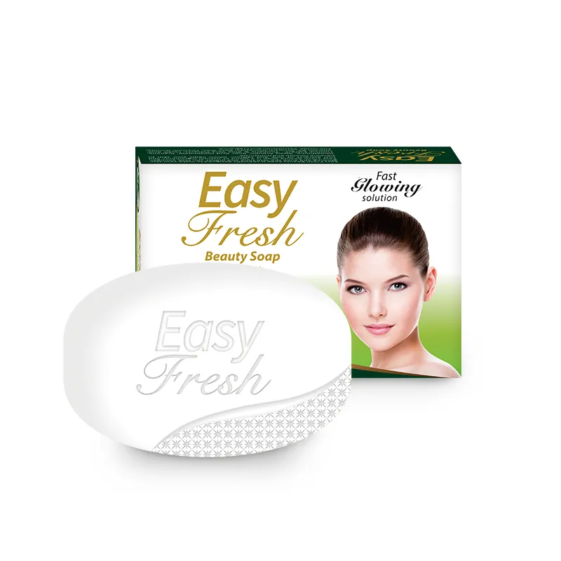 Easy Fresh white milk soap bar and packaging box — a gentle moisturizer soap for sensitive skin formulated with aloe vera and milk
