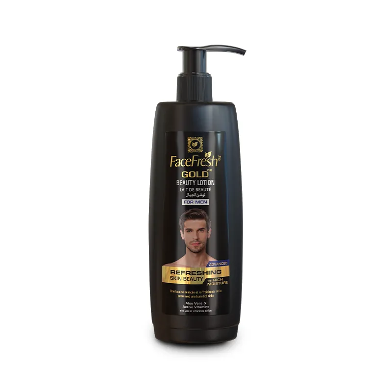 Face Fresh Beauty Lotion for Men 400ml pump bottle — a rich moisturizing body lotion for men formulated with aloe vera and active vitamins