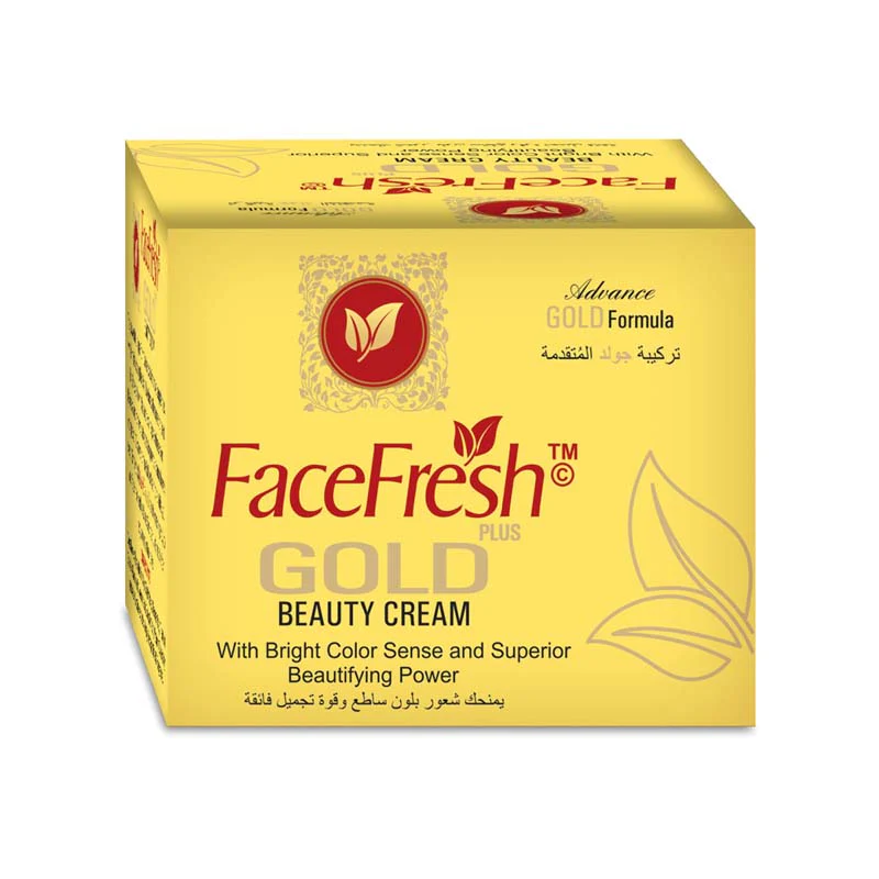 Face Fresh Gold Plus Beauty Cream box — an advance gold formula glycolic acid cream with bright color sense and superior beautifying power