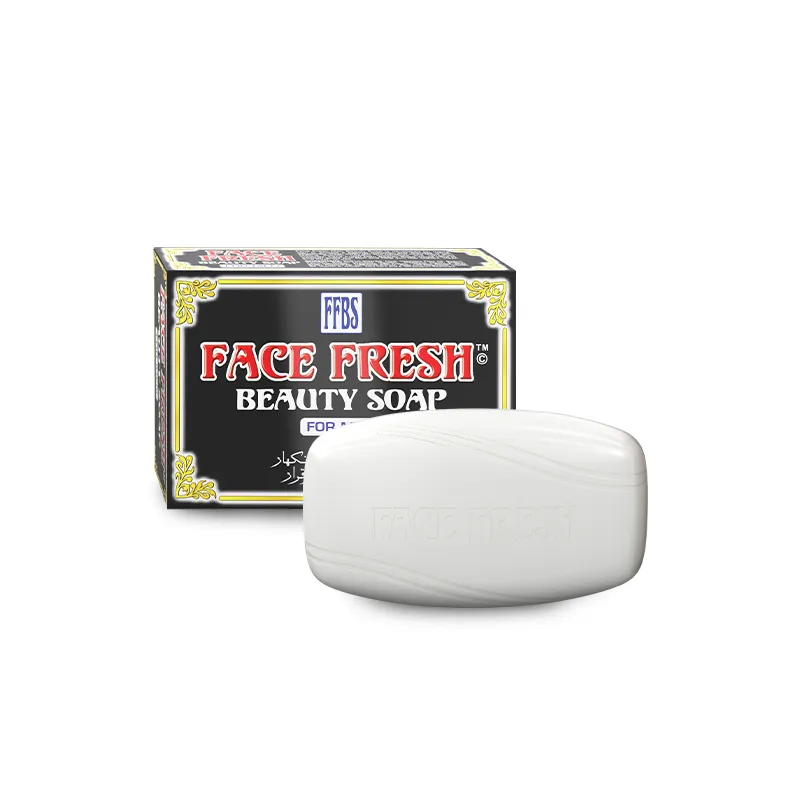 Face Fresh white men's soap bar and black packaging box — a deep cleansing mens soap for daily face and body wash