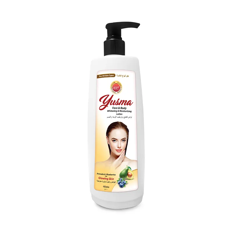 Yusma hand and body lotion 400ml pump bottle with avocado and blueberry extracts for all skin types