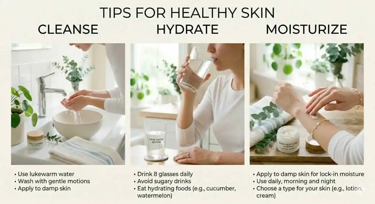 Tips for healthy skin using moisturizing soap for face, hydration, and daily moisturizing routine