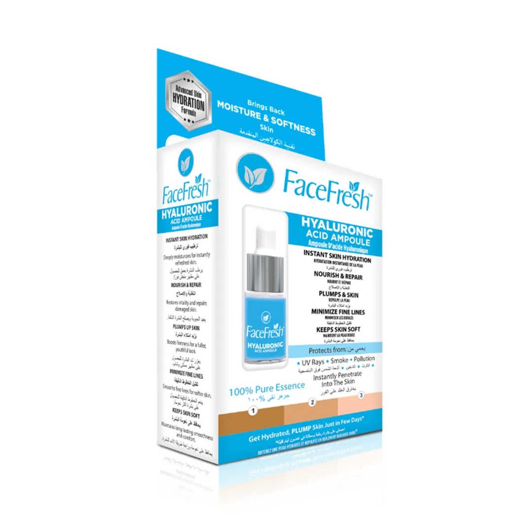 Face Fresh Hyaluronic Acid Serum ampoule for intense skin hydration and plumping.